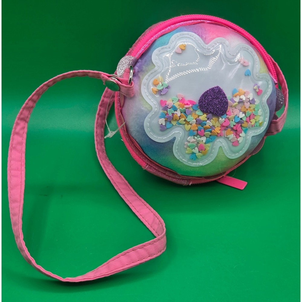 Claire's Girls Pink Glitter Cupcake Crossbody Bag Tie Dye Heart Confetti Purse